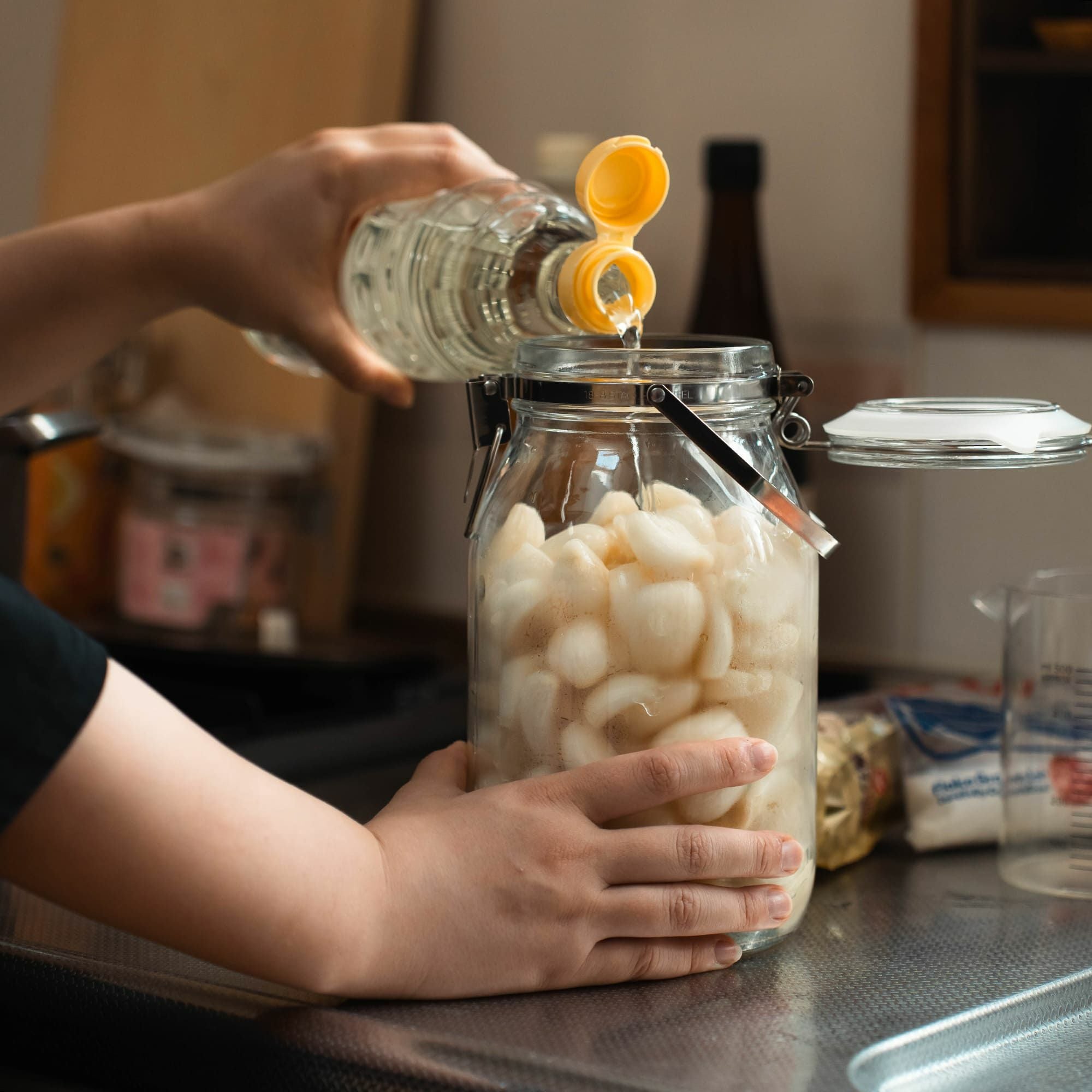 イタリア SVE社製 特大八角ガラス瓶 ハンドメイド 果実酒びん 3L 取手付密封びん セラーメイト （ 日本製 ガラス 密閉